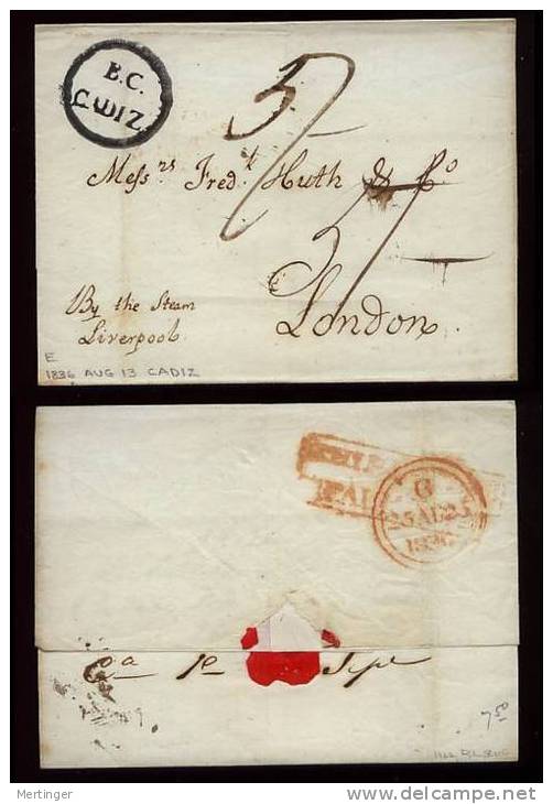 Spanien Spain 1835-42 CADIZ British Consulate 3 Covers To London - ...-1850 Prephilately