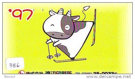 Télécarte JAPON * VACHE (386) COW * KOE * BULL * TAUREAU * KUH * PHONECARD JAPAN * TELEFONKARTE * VACA * TAURUS * - Cows