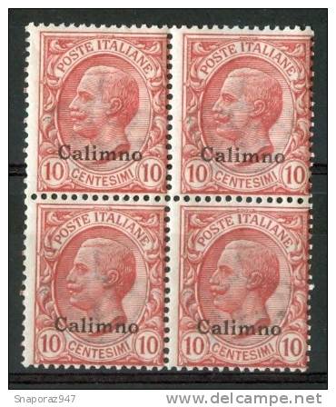 1912 Egeo (Calino) 10c. Gomma Integra** - Ägäis (Calino)