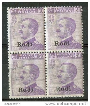 1912 Egeo (Rodi) 50c. Gomma Integra** - Ägäis (Rodi)