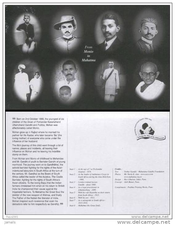 Mahatma Gandhi From Monio To Mahatma, Viewcard, India - Mahatma Gandhi