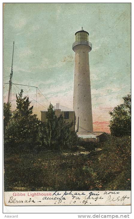 Bermuda Bermudes Gibbs Lighthouse 1907 Stamp Removed Edit Bradley 547  Phare - Bermuda