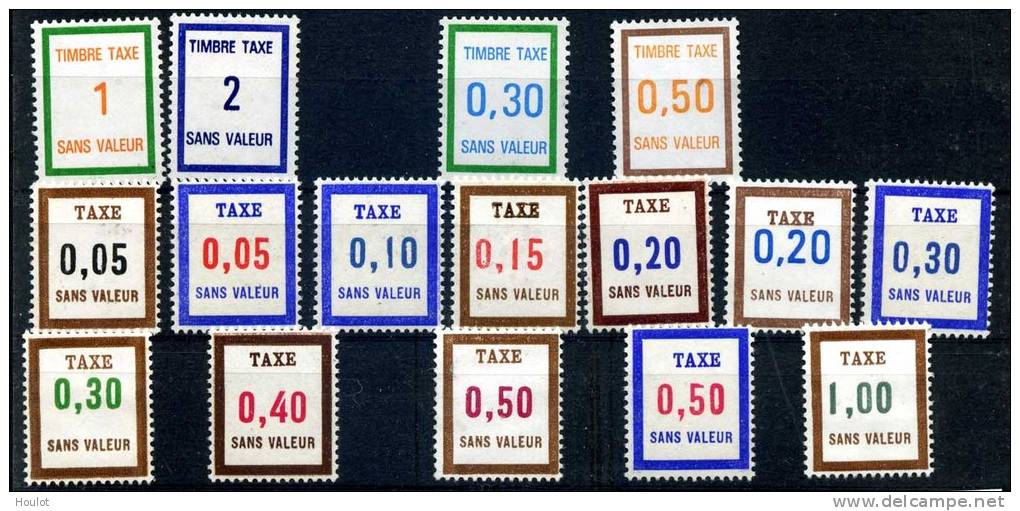 Frankreich, 16 Briefmarken Ohne Wert, Sans Valeur, Dabei Taxe - Bzw. Timbre Taxe Briefmarken, Gebühren Bzw. Steuermarken - Phantomausgaben