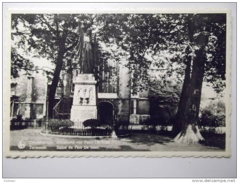 Cpsm Dendermonde Standbeeld Van Pater De Smet - Termonde Statue Du Pere De Smet - Belgique Vue Rare - BE01 - Dendermonde