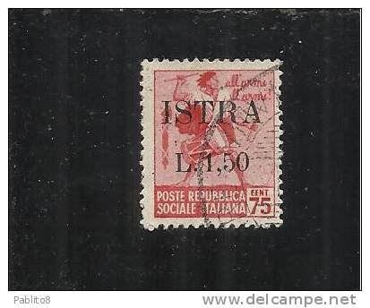 OCCUPAZIONE JUGOSLAVIA YUGOSLAVIA ISTRIA 1945 L. 1,50 SU 0,75 USED - Jugoslawische Bes.: Fiume