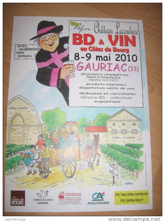 Affiche CAUPENNE Festival BD Et Vin Gauriac 2010 - Affiches & Offsets