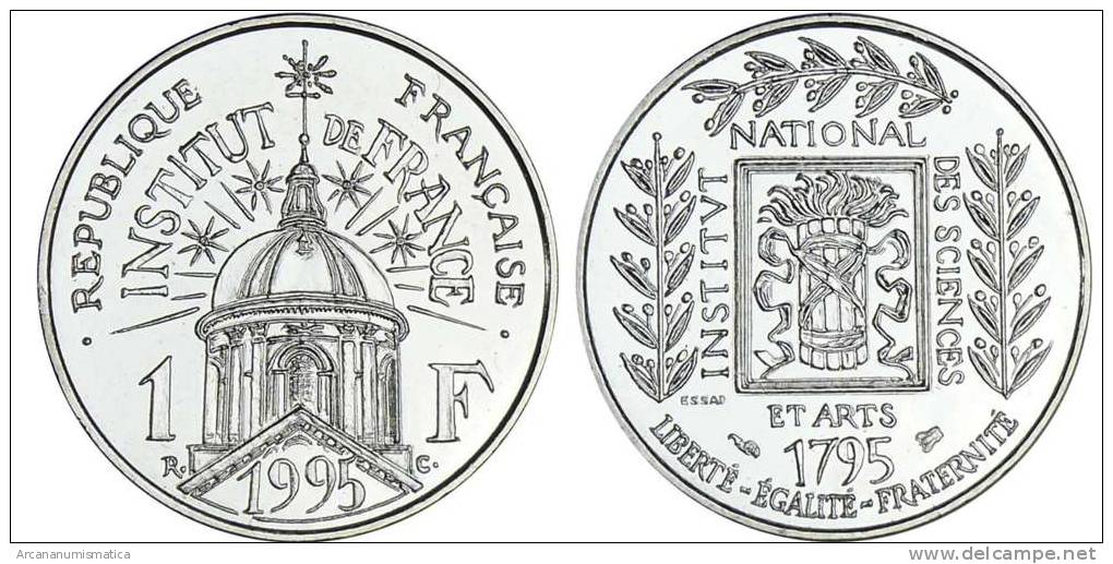 FRANCIA / FRANCE  1 FRANCO 1.995  "Institud De France"  Niquel KM#1133  SC/UNC  ESSAI  PRUEBA  DL-10.301 - Probedrucke