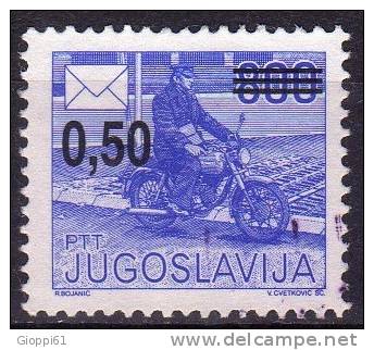 1990 Jugoslavia La Posta Francobollo Soprastampato  Usato - Oblitérés