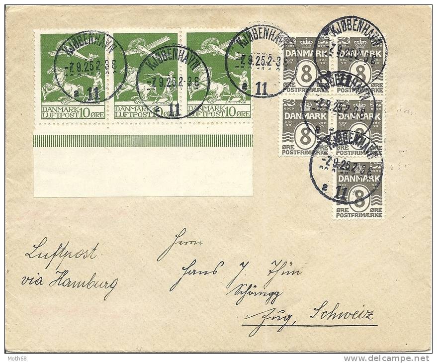 1925 Luftpostbrief Von Kopenhagen Via Hamburg Nach Zürich TOP Brief - Posta Aerea