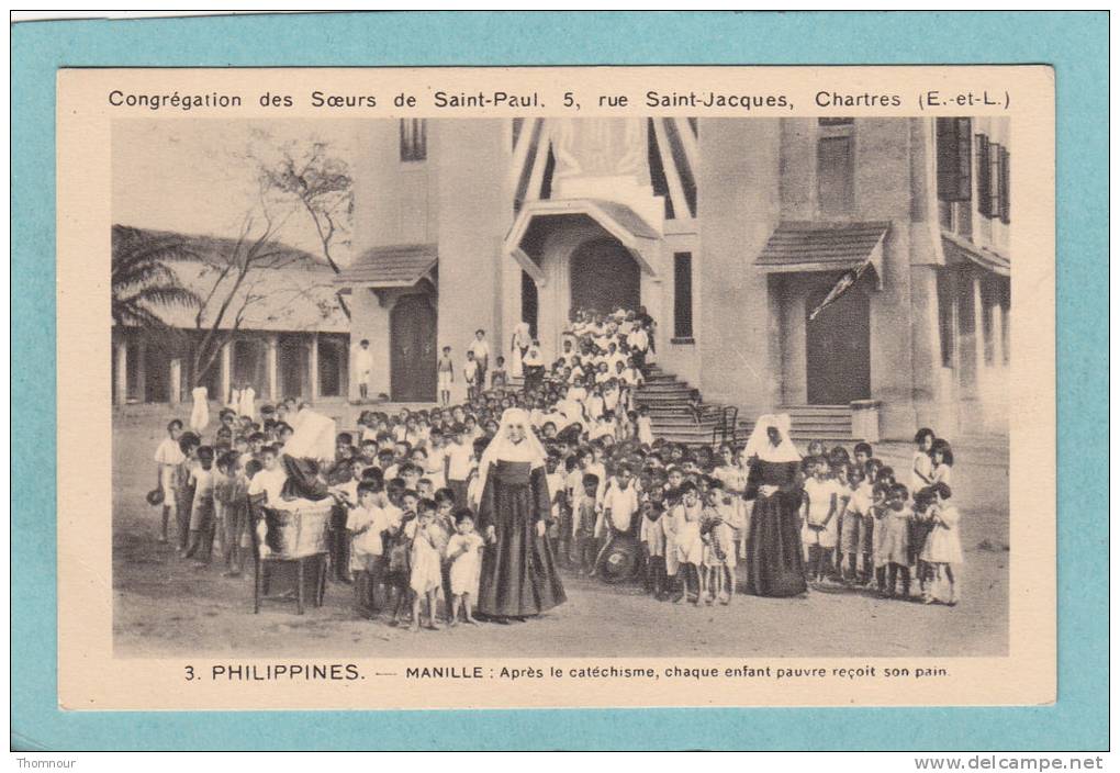 PHILIPPINES. - MANILLE  : Après Le Catéchisme , Chaque Enfant Pauvre Reçoit Son Pain  -   BELLE CARTE ANIMEE  - - Philippines