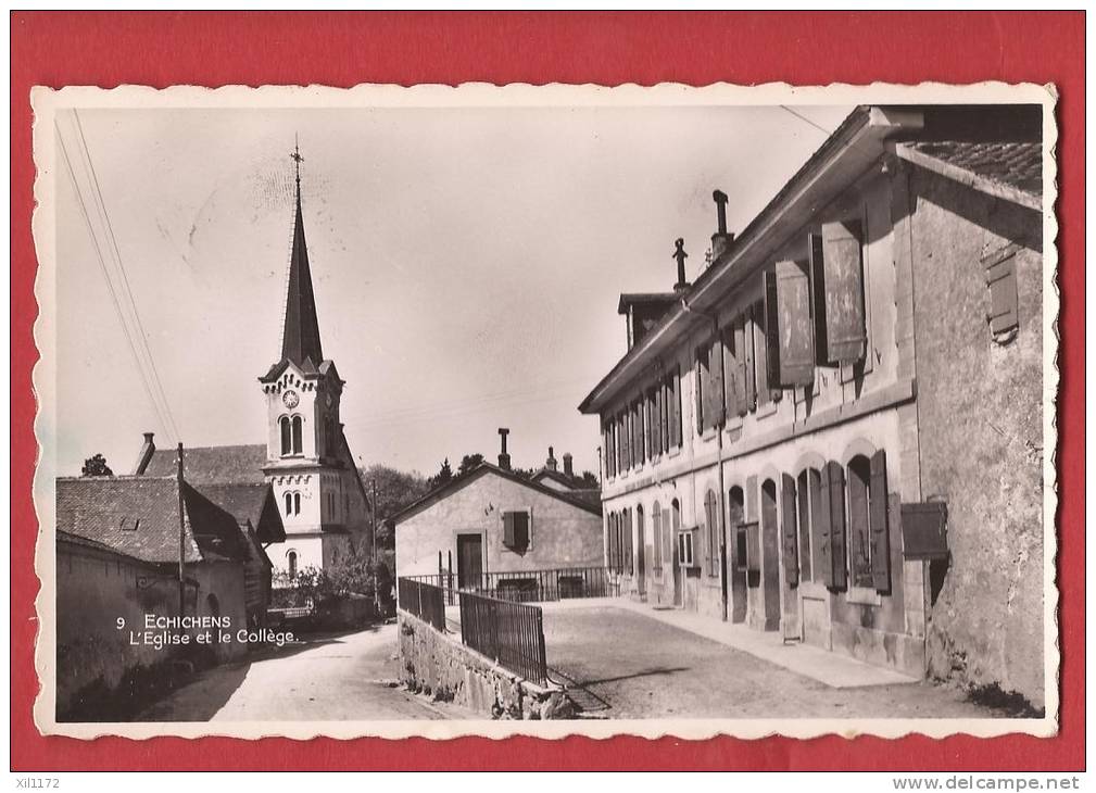 C0267 Echichens,Eglise Et Collège,Centre Du Village. Cachet 1953. Schick Echichens 9 - Échichens
