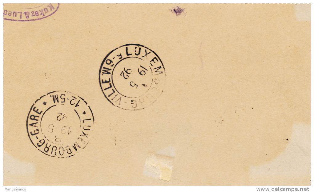 189/20 - LUXEMBOURG Incoming Mail - Entier Carte-Lettre Russe VARSOVIE 1892 Vers Luxembourg - Sonstige & Ohne Zuordnung