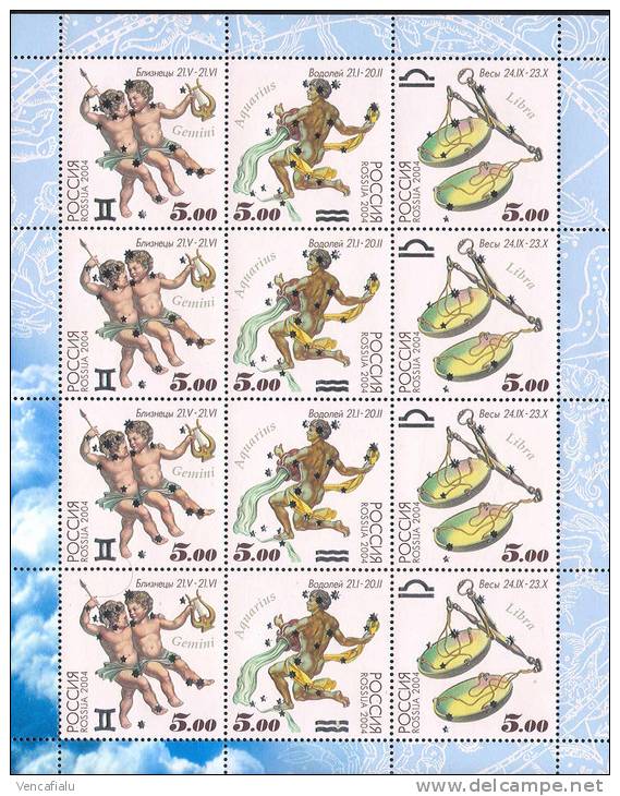 Russland 2004  -  Zodiac, MS,  MNH - Astrologie