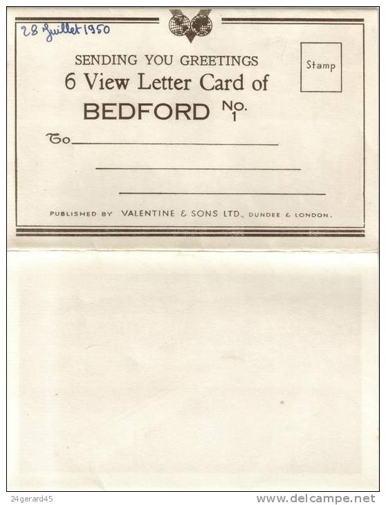 CARTE LETTRE N°1 - 6 VUES FORMAT CPSM BEDFORD (Angleterre-Bedfordshire) - - Bedford