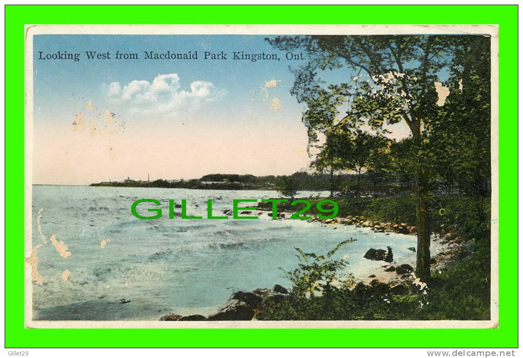 KINGSTON, ONTARIO - LOOKING WEST FROM MACDONALD PARK - TRAVEL IN 1935 - PUB. BY INTERNATIONAL FINE ART CO - - Kingston