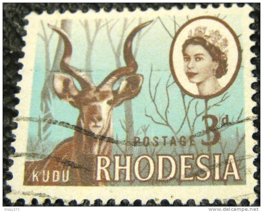 Rhodesia 1966 Kudu 3d - Used - Rhodesia (1964-1980)