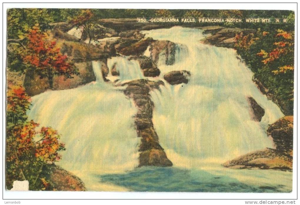 USA, Georgiana Falls, Franconia Notch, White Mts, NH, Dated Unused Linen Postcard [13047] - White Mountains