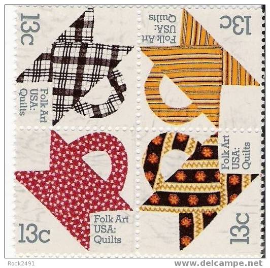 US Scott 1748a (1745 1746 1747 1748) - Block Of 4 - Quilts - 13 Cent - Mint Never Hinged - Blocks & Sheetlets