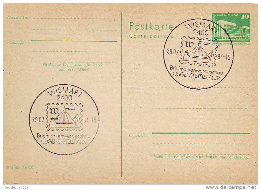 M450 FDC DDR Germany Wismari Obliteration On Postal Card !! Very Rare - Postkaarten - Gebruikt