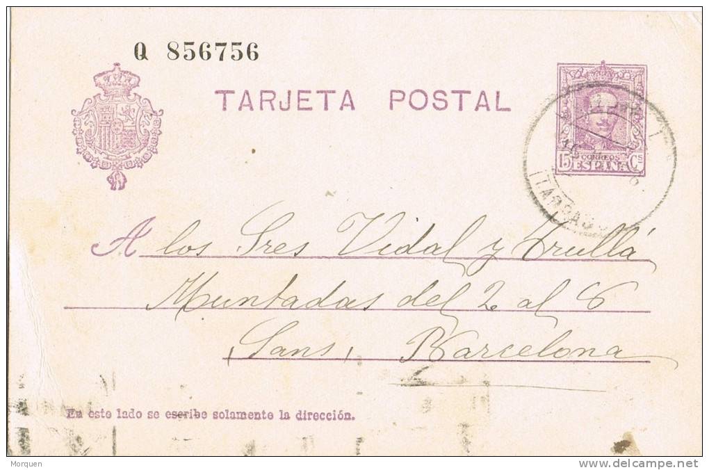 0263. Entero Postal EL VENDRELL (Tarragona) 1928. Alfonso XIII Vaquer - 1850-1931