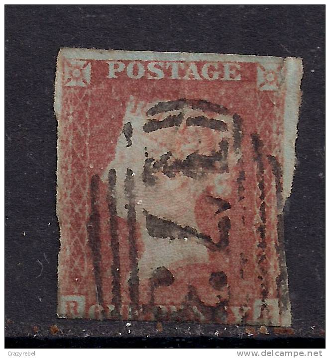 GB 1841 - 52 QV 1d PENNY RED IMPERF BLUED PAPER ( R & E ) USED STAMP PMK 173 .( C486 ) - Used Stamps