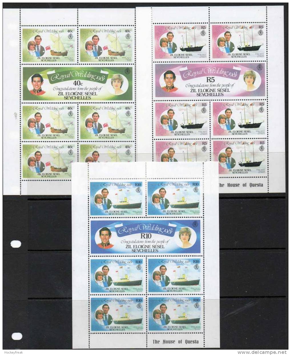 Zil Elwannyen Sesel 1981 - Royal Wedding Sheetlets SG23b, 25a & 27a MNH Cat £9.60 SG2015 As Stamps - Seychellen (1976-...)