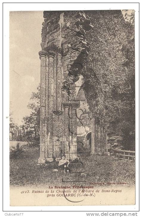 Gouarec (22) : Ruines De La Chapelle De L'abbaye De Bon Repos En 1910 (animée). - Gouarec