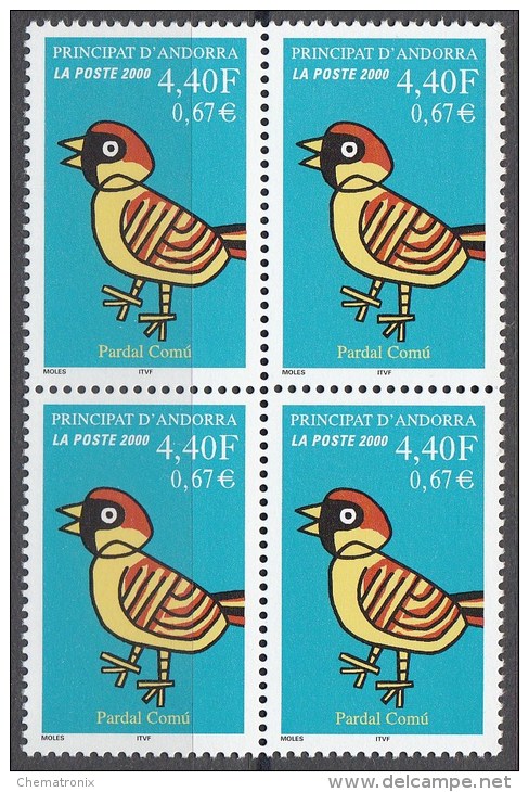 Andorra 2000 - Yvert: 526, 527, 533, 534  - Bloques De 4 -  ** MNH - Ungebraucht