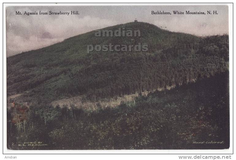 USA, BETHLEHEM-WHITE MOUNTAINS NH, Mt AGASSIZ From STRAWBERRY HILL, C1920s-30s Unused Albertype Vintage Postcard - White Mountains