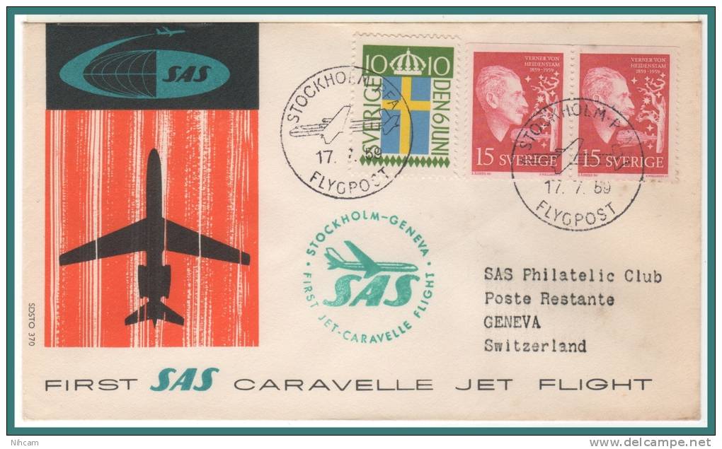 STOCKHOLM > GENEVE 17/7/1959 - Cartas & Documentos