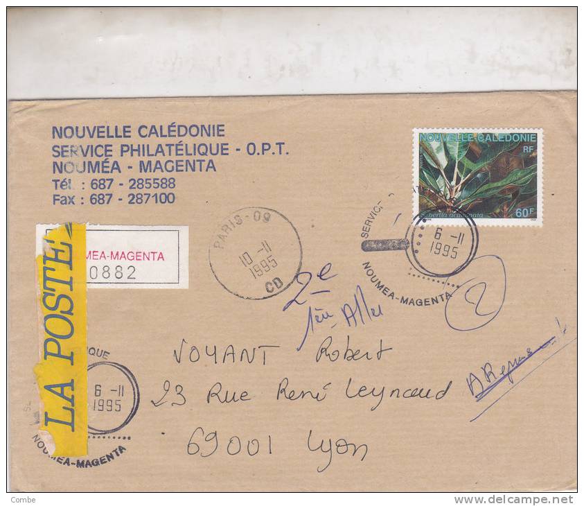 MARCOPHILIE, NOUVELLE CALEDONIE, RECOMMANDÉ 1995, 705 Seul Sur Lettre, SEBERTIA /2510. - Briefe U. Dokumente