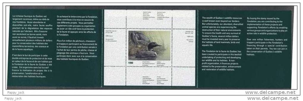 Canada QUEBEC Conservation Stamp In Booklet QW-3 MNH Huarts A Collier Common Loons - Price Reduced - Full Booklets