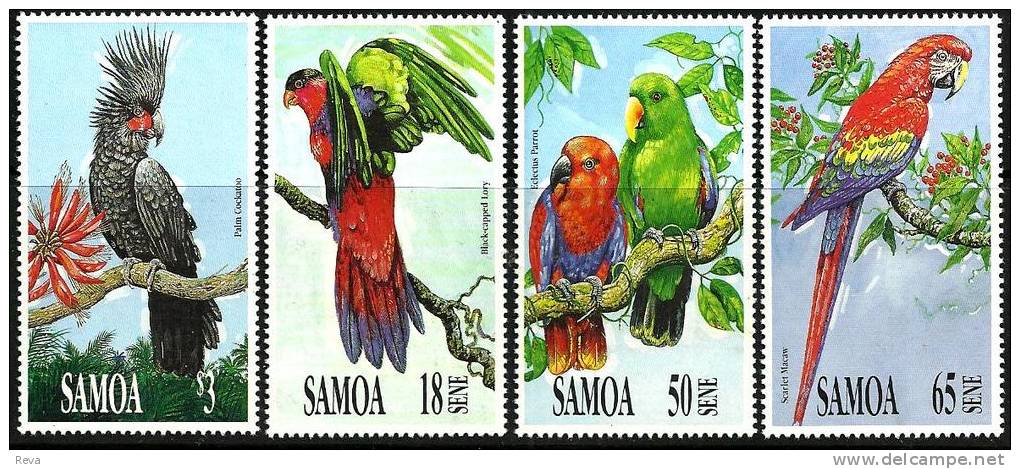 SAMOA SET OF 4 STAMPS BIRD BIRDS PARROT PARROTS ISSUED 1991 MUH SG857-60  READ DESCRIPTION !! - Samoa