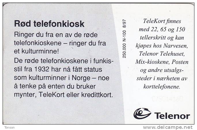 Norway, N100, Telefonkiosk, CN : C78014160, 2 Scans. - Norwegen