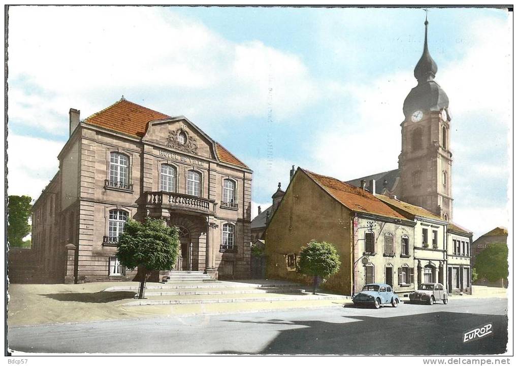 57 - Moselle - FREYMING  - L'Eglise Et La Mairie - Dentelée - Format 10,5  X  14,9 - Pierron  Sarreguemines 6255 - Freyming Merlebach