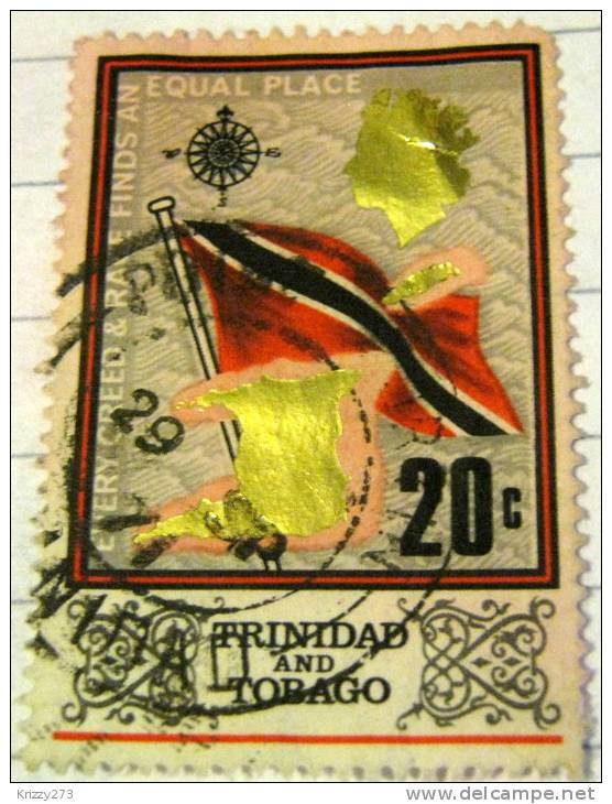 Trinidad And Tobago 1969 Flag And Map Equal Place 20c - Used - Trinidad & Tobago (1962-...)