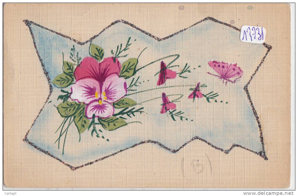 CPA -  Thème - Cartes Spéciales - Carte  Dessin Motif Floral Pailleté - Sonstige & Ohne Zuordnung