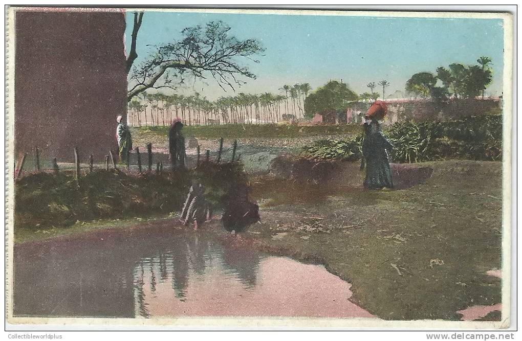 EGYPT VINTAGE POST CARD UN-USED FARMER VILLAGE BY EDITORS CASTRO & GIRO " ARAB VILLAGE " - Gizeh