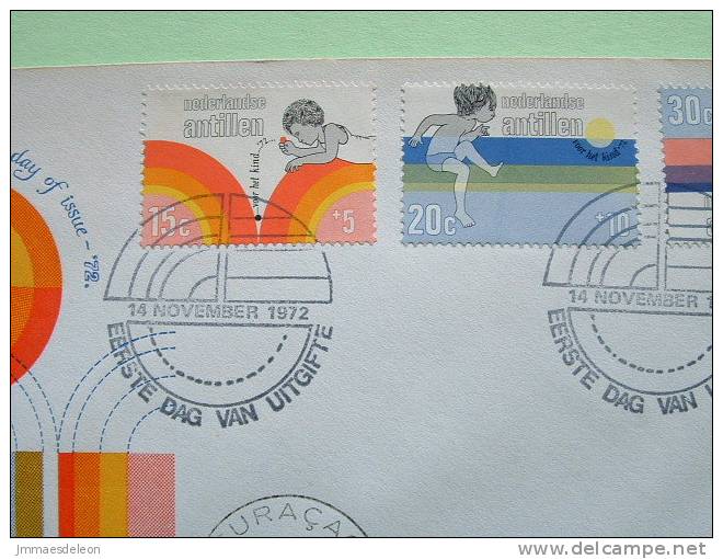 Netherlands Antilles (Curacao) 1972 FDC Cover - Surtax For Child Welfare - Child Playing In Water With Ball - Antille