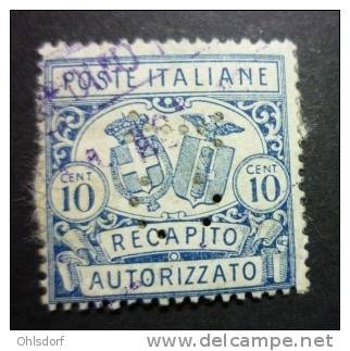 ITALIA - RECAPITO AUTORIZZATO 1928: Sassone 2, PERFIN, O - FREE SHIPPING ABOVE 10 EURO - Strafport Voor Mandaten