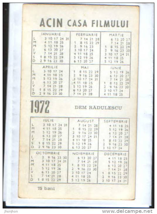 Romania-1972 Greeting Card Calendar With Romanian Comedy Actor Dem Radulescu Film-2/scans - Kleinformat : 1971-80