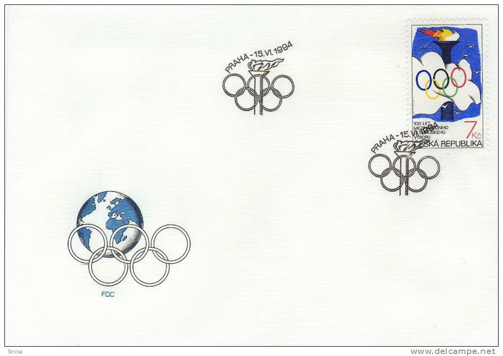 Czech Republic / FDC / 100th Anniversary Of Olympic Comitee - Lettres & Documents