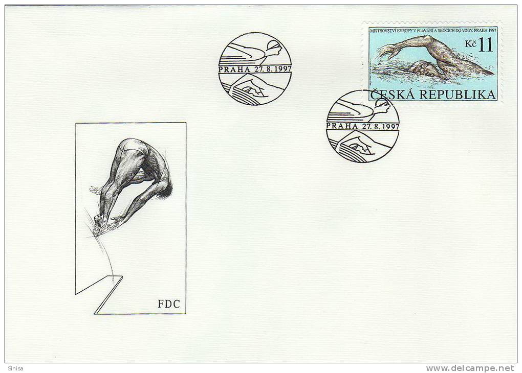 Czech Republic / FDC / Sport / Swiming - Lettres & Documents