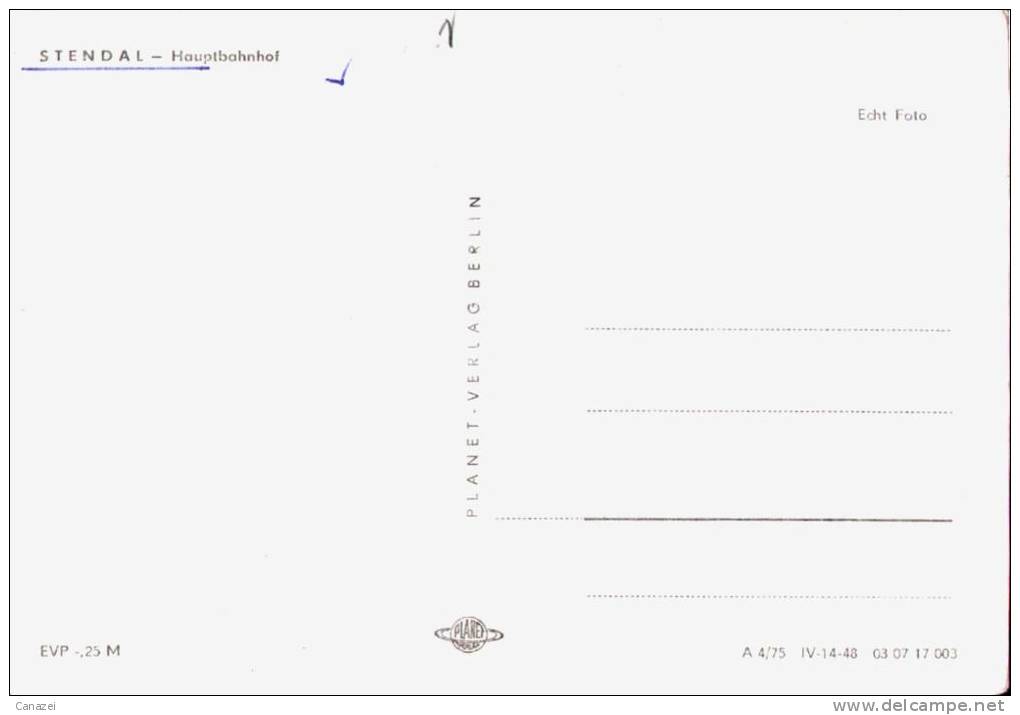 AK Stendal, Hauptbahnhof, Ung, 1975 - Stendal