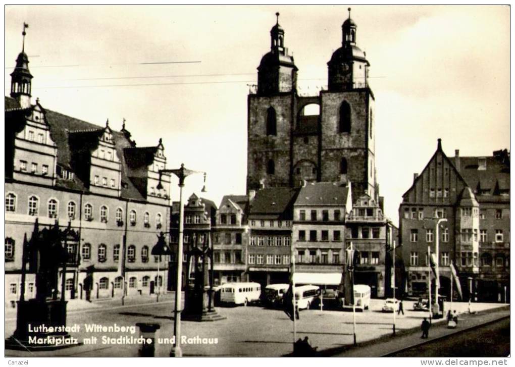 AK Wittenberg, Marktplatz, Stadtkirche Und Rathaus, Ung, 1964 - Wittenberg