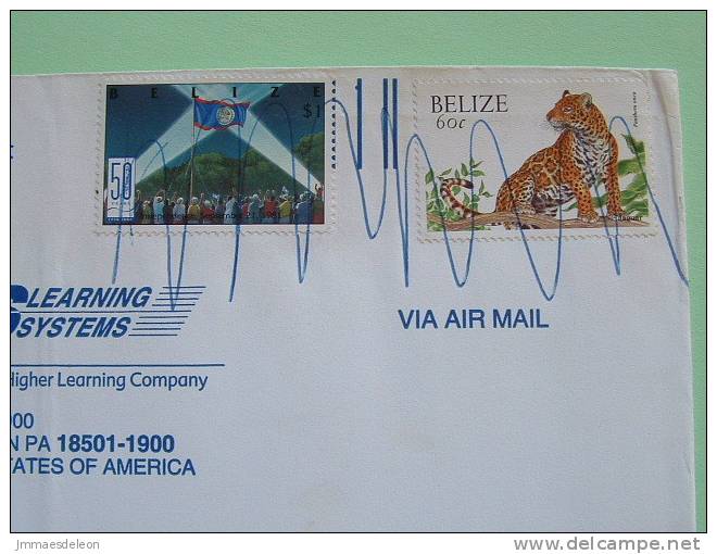 Belize 2000 Cover To USA - Animal Jaguar - People United Party - Independence - Belize (1973-...)