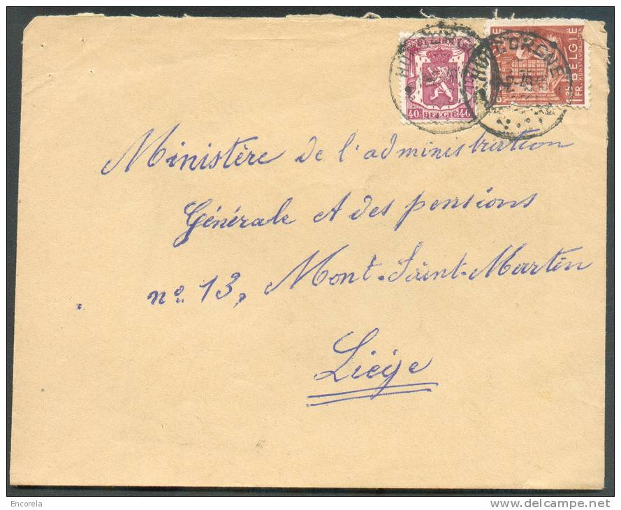 N°479-762 - 1Fr.35 Exportation + 40 Centimes Lion  Obl. Sc HUCCORGNE Sur Lettre Du 2-02-1949 Vers Liège - 8474 - 1948 Export