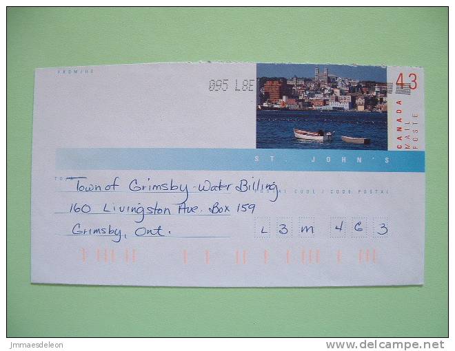 Canada 1990 Stationery To Grimsby - St. John City View - Cathedral - Boat - Cartas & Documentos