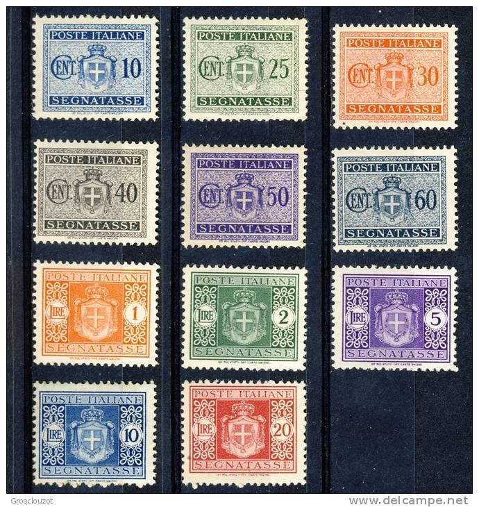 Luogotenenza 1945 Tasse Sassone N. 86 - 96, Filigrana Ruota MNH LUX Alti Valori Firmati BIONDI Cat. &euro; 225 - Portomarken