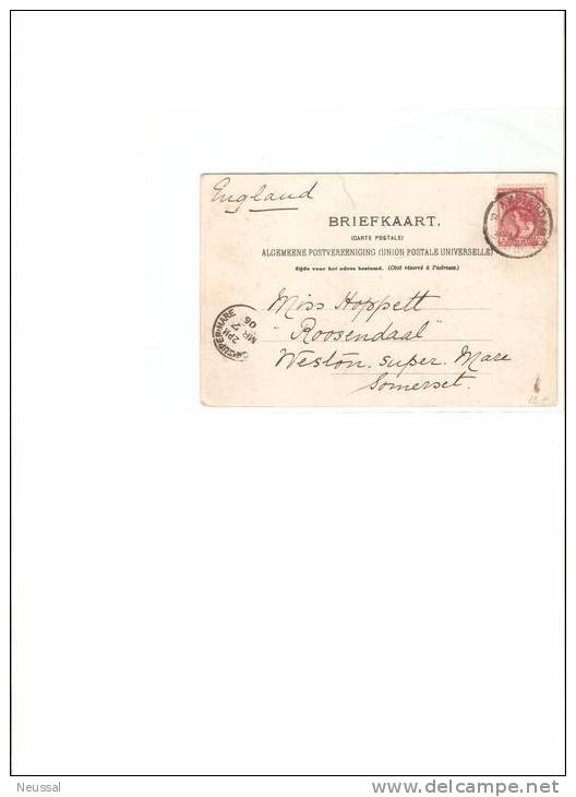 Tarjeta Postal De Holanda Con Cuño 1906 - Briefe U. Dokumente